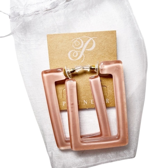 Plunder Pink Square Hoop Earrings - Picture 4 of 6